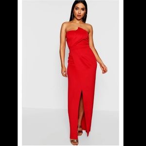 Bandeau Wrap Detail Split Maxi Dress